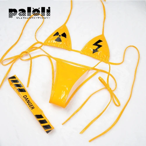 Frauen Pu Leder Bikini Set Halloween glänzend metallisch Wetlook Schritt Trikot Bodysuit Tanga Teddy Bodysuit Catsuit Vorsicht Bikini - AliExpress 200000532