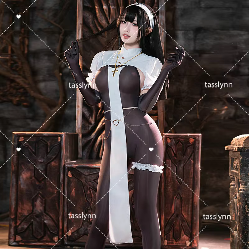 Chowbie Design Cosplay Kostüm Cenobite Nonne Cosplay Kostüm Frauen dunkle Nonne Uniform Kleid Halloween Kostüme für Frauen - AliExpress 200000532