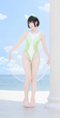 Dirty Tech Japanese Swimsuit Kuragehime Cosplay Costume Sexy Sukumizu for Women Cyberpunk Swimsuit Green White Bodysuit - AliExpress 200000532