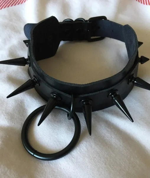 Black Choker With Metal Spikes And Buckle / Emo Goth Style