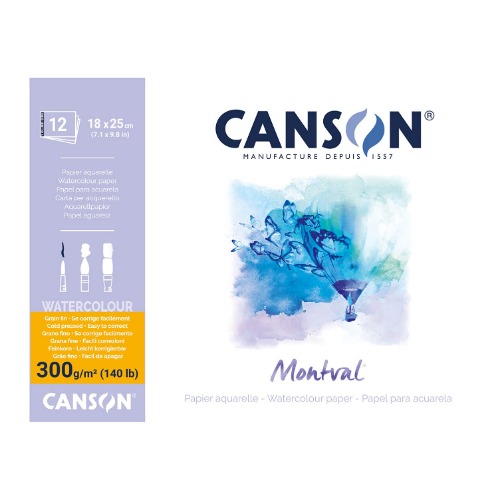 CANSON Montval - Watercolor Paper 300gr 12 Pieces