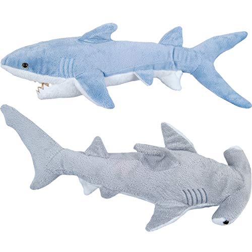 Bedwina Stuffed Animal Sharks 14 inch Mako & 13 inch Hammerhead