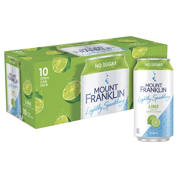 Mount Franklin Lightly Sparkling Lime 10 x 375ml Cans