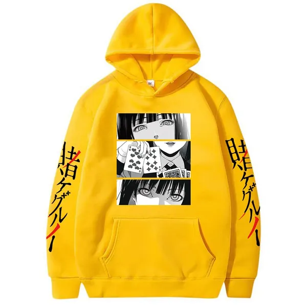 Kakegurui Hoodie Jabami Yumeko Sweatshirt Anime Gift Tops - Large Yellow01