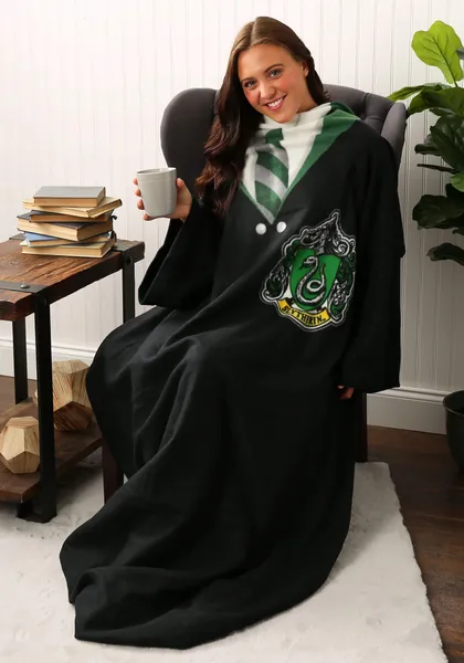 Northwest Comfy Throw Blanket with Sleeves, 48 x 71 Inches, Slytherin Rules - 