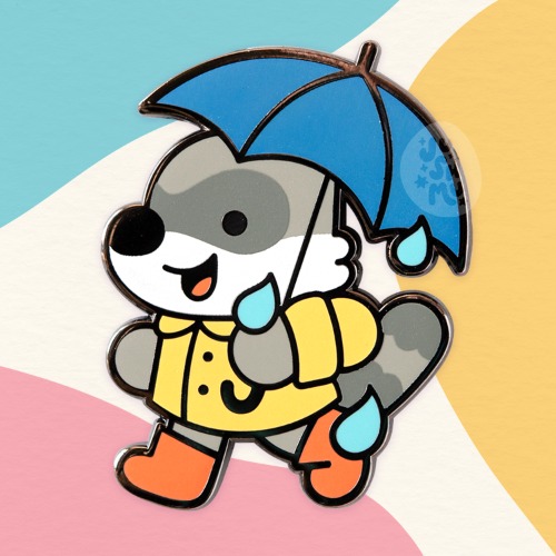 Rainy Raccoon Enamel Pin - A Grade