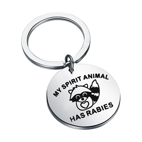 Funny Raccoon Gifts Raccoon Jewelry for Girls Women Spirit Animal Gift Trash Panda Keychain - spirit animal has RABIES