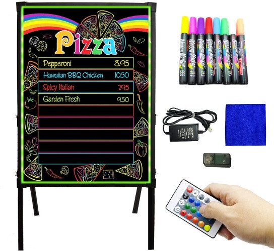 Montex LED Message Board 32" x 24" Self-Standing LED Signs, Menu Board with Adjustable Height, Aluminum Frame and High Brightness, No Installation Needed for Stores, Bars, Restaurants - 