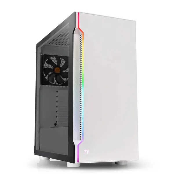 Thermaltake H200 Tempered Glass Snow Edition RGB Light Strip ATX Mid Tower Case with One 120mm Rear Fan Pre-Installed CA-1M3-00M6WN-03 - H200 Snow