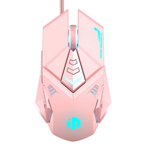 INPHIC Rosa Gaming Maus.Optische kabelgebundene USB Maus. RGB Hintergrundbeleuchtung.4 Stufen einstellbare DPI bis zu 4800.ergonomisches und 7 programmierbares Design.PC-Gaming-Mäuse für Windows - Rosa