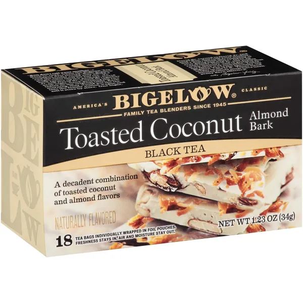 Bigelow Toasted Coconut Almond Bark Black Tea, Caffeinated, 18 Count (Pack of 6), 108 Total Tea Bags