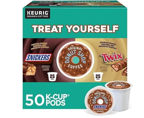 The Original Donut Shop Treat Yourself Variety Pack: Snickers and Twix K-Cup (50 ct.)