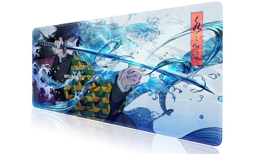 for Demon Slayer Mouse Pad Kimetsu No Yaiba Large Gaming Mouse Pad, Anime Extended Mouse Pad with Stitched Edge, Premium-Textured, Non-Slip Base Keyboard Pad 31.5" x 15.8"… - Giyuu