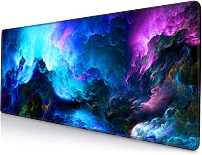 SANWUMIAN Gaming Mouse Pad, Large Non-Slip Rubber Base Mousepad, Keyboard Mouse Mat, Desk Pad with Stitched Edges, 31.5x11.8inch, Dazzling Galaxy - 15 Dazzling Galaxy