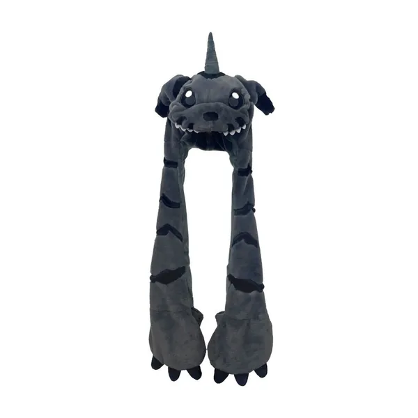 Plush Wolf Hat Stylish Anime Hooded Scarf Winter Accessories - Black