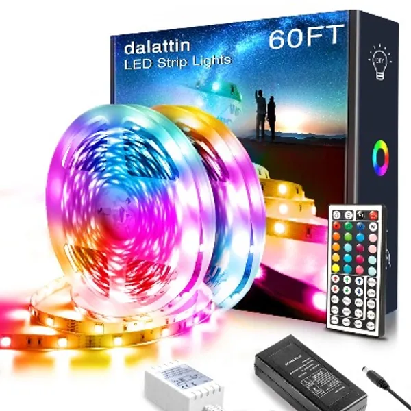 60ft Led Lights,dalattin Led Strip Lights for Bedroom Color Changing Lights with 44 Keys Remote Controller Led Strip Lights,2 Rolls of 30ft