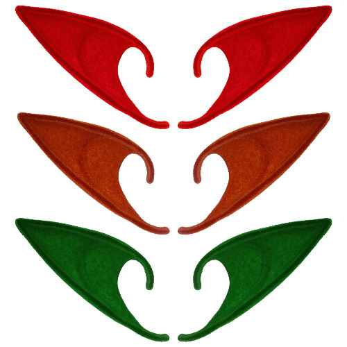 FRESHME 3 Pairs Elf Ears - Soft Flocking Elf Ears Red Green Brown Elf Ears Cosplay Renaissance Accessories Fantasy Costume for Halloween Renaissance Christmas LARP Anime Party Photo Props - 3 Pairs Long Elf Ears(brown&red&green)