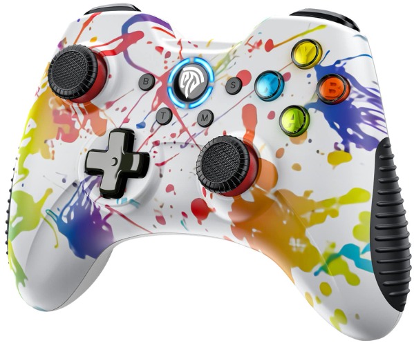 EasySMX 【2022 New】 Wireless Gaming Controller for Windows 7 8 10 11 PC/PS3/Android/Switch/Steam Deck, Dual-Vibrate Gamepad Joystick Computer Game Controller With Turbo, 14 Hours Working Battery - white