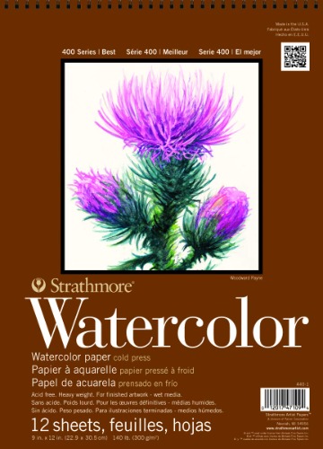 Strathmore Watercolor Paper Pad 9"X12"-140lb Cold Press 12 Sheets -62440100 - 9x12 Wire Binding