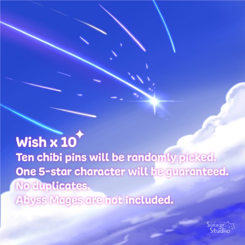 Genshin Impact Chibi Characters Hard Enamel Pins Gacha, Make a Wish - 10 Wishes / [A Grade] / Locking Clasps