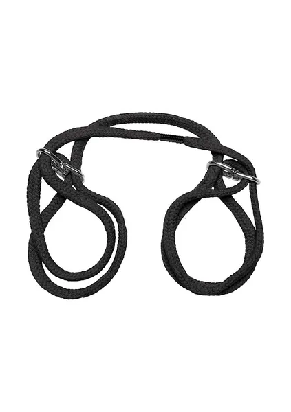 Doc Johnson Japanese Style Bondage - 100% Cotton Wrist or Ankle Cuffs - Quick, Easy Use and Removal, Black