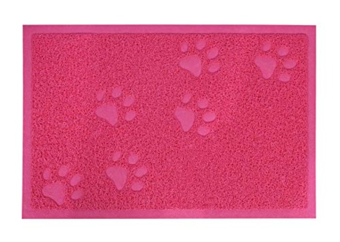 Darkyazi Cat Litter Box Mat for Floor Litter Trapping Mat Non-Slip Backing, Scatter Control, Easy Clean, Water Resistant, Soft on Paws (23.5" x 15.75",Rose red) - 23.5" x 15.75" - Rose red