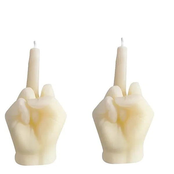 2 Pcs Home Decor Aesthetic Middle Finger Scented Candle - Unique Design, Pine Fragrance, Natural Soy Wax, Cool and Trendy Decor for Room House Bedroom. (2 Pcs Milky White) - 2 Pcs Milky White