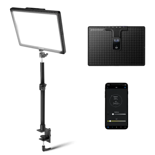 Neewer GL1 LED Video Light, 45W 2800 Lumens 2900K~7000K Bi-Color Panel with Desk Mount & Ball Head for Gaming, Remote Working, Zoom Calls, Live Streaming, App Control for Windows, macOS, iOS, Android