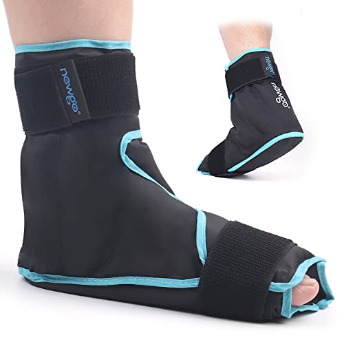 NEWGO Ice Pack for Ankle Injuries Reusable, Hot Cold Therapy Foot Ankle Ice Pack Wrap for Plantar Fasciitis, Achilles Tendinitis, Swelling, Sprain, Foot Pain, Heel Spur, Gout - Black