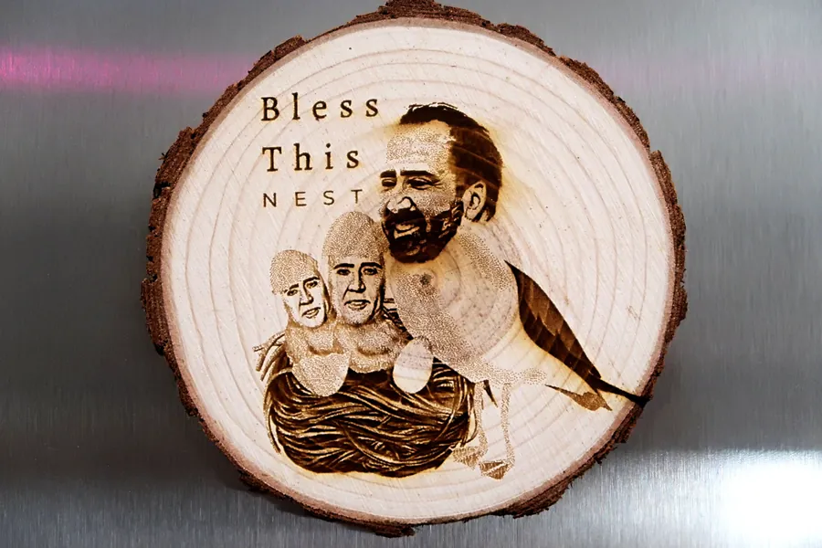 Funny wooden magnet, Cage Free Birds, housewarming, meme gift, Bless this nest