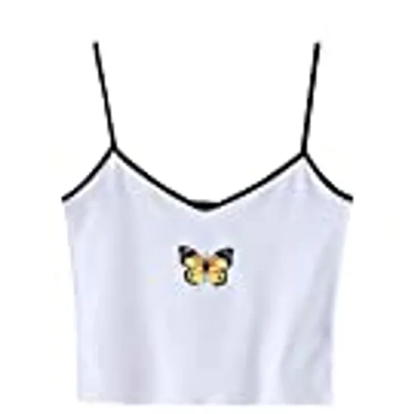 ZAFUL Women's Basic Solid Sleeveless Ribbed Cropped U Neck Wide Shoulder Strap Tank Top