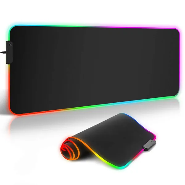 ARCHEER RGB Gaming Mouse Pad Large, LED Glowing Extended Soft Mouse Mat, Non-Slip Rubber Base, Waterproof Computer Keyboard Mousepad - 31.5 X 11.8 Inch New Year Gift