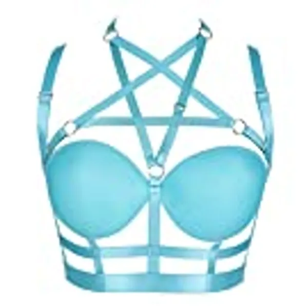 BBOHSS Women's Body Harness Punk Bra Pentagram Gothic Carnival Elastic Adjustable Clothing Accessories