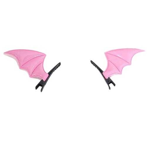 Cute Bat Shaped Hair Clips - 1 Pair - Pink