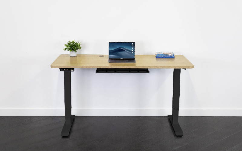 Standing Office Desk - L (70" × 29") / Black / Oak Wood