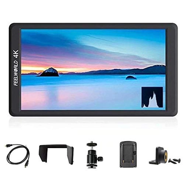 FEELWORLD F570 On-Camera Monitor,5.7″, 4K HDMI Input/Output, 1920x1080, Full HD, Rec.709, Ultra-Thin, Multiple Connection Camera Options, Built-in Sunshade
