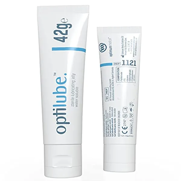 OptiLube Tubes - Sterile Lubricating Jelly for Insertion of Medical Devices in 5g, 42g, 82g, and 113g Tubes, Water Soluble Lubricant with Easy-to-Use Flip Cap (42g x 1)