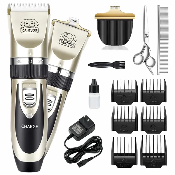 Dog Clippers, CAHTUOO Professional Dog Grooming Clippers with Paw Blade Rechargeable Pet Shaver Cordless Silent Dog Hair Trimmer for Pets Dogs Cats