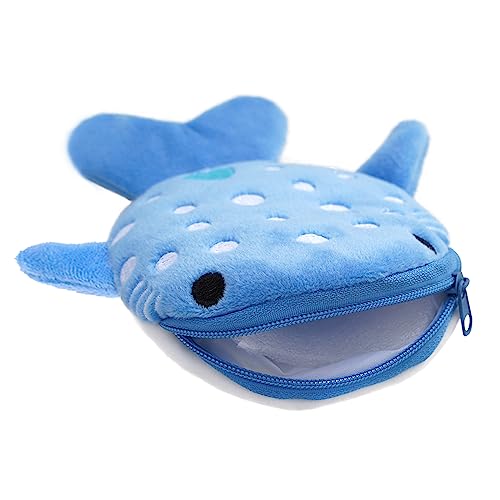 Shark Cute Coin Purse Coin Pouch Cute Shark Small Wallet for Women Plush Cartoon Cosmetic Items Bag (Blue) - Blue