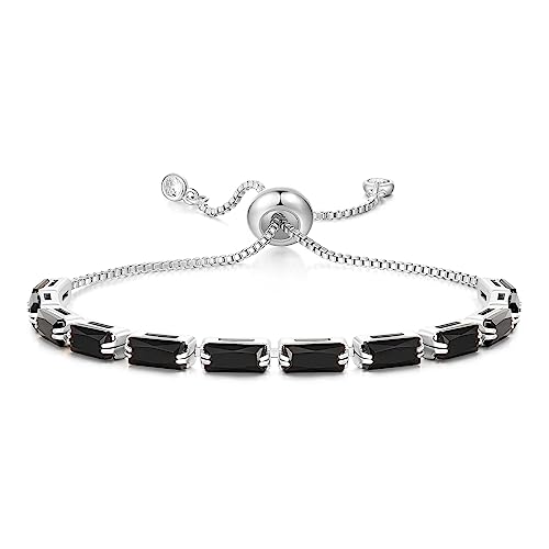 FOR HANDCAM STREAMS Cubic Zirconia Adjustable Slider Bracelets - E-Black-Silver