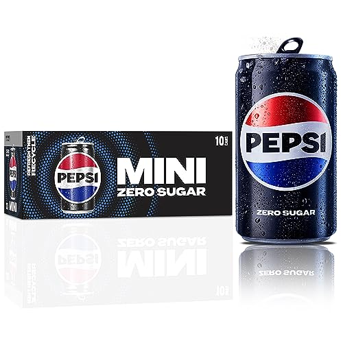 Pepsi Zero Sugar Soda, 7.5 Ounce Mini Cans, (10 Pack) (Packaging May Vary) - Zero Sugar Mini Can - 7.5 Fl Oz Mini Cans (Pack of 10)