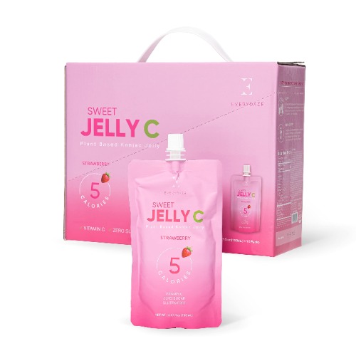 EVERYDAZE Sweet Jelly C Konjac Jelly | Vitamin C, Vegan, 5 Calories, 0 Sugar | Strawberry | 10 Packs | Keto, Gluten Free, Healthy Diet Pouch Drinkable Snack, Weight Management, Low Calorie - Pink