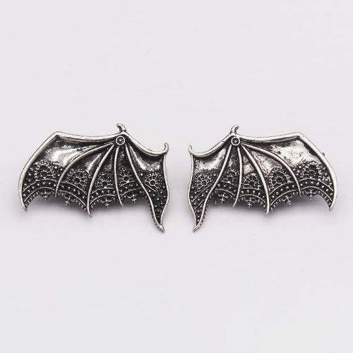 Ornate Bat Wing Hair Clips - Antique Silver