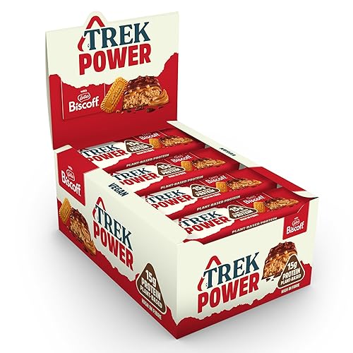 JC's TREK Protein Power Bar Biscoff - Plant Based - Vegan Snack - 55g x 16 bars - Biscoff