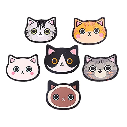 6 Stück Katze Silikon Untersetzer, Nette Katzen Untersetzer, Katze untersetzer, Dekorative Glasuntersetzer, Untersetzer für Wein, Gläser, Teetassen und Getränke(Schwarz) - B