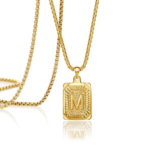 JoycuFF Initial Necklace for Women Gold Pendant Necklaces 16 18 20 22 24 Inches Trendy Handmade Square Stainless Steel Christmas Birthday Jewelry