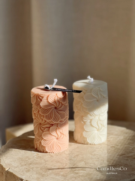 Flower Pillar Candle | Gift | Handmade | Wedding Favour | Favour | Soy Wax | Homemade Candles | Mothers Day | CandlesCo Australia