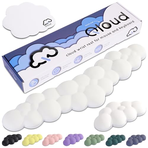 Qloud Cloud Wrist Rest Keyboard – Cloud Palm Rest Keyboard Rest – Desk Cloud Wrist Pad – Keyboard Wrist Rest for Computer Keyboard Gaming Wrist Rest - Cloud Arm Rest Keyboard Wrist Pad - White - Cloud White