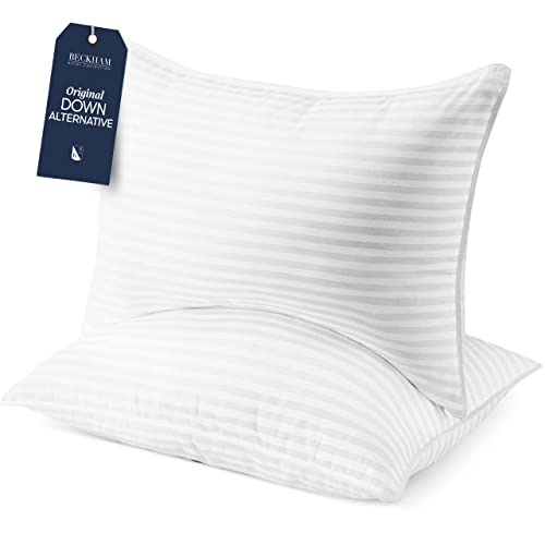 Beckham Hotel Collection Bed Pillows Standard / Queen Size Set of 2 - Down Alternative Bedding Gel Cooling Pillow for Back, Stomach or Side Sleepers - Down Alternative - Queen