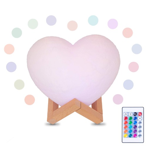 AGM Heart Shaped LED Mood Lamp, Rechargeable 3D Printing Nightlight| Remote and Touch Control Switch| 16 Colors RGB Night Lamp for Children & Adults, Bedroom Living Room Cafe Bar Christmas Decor